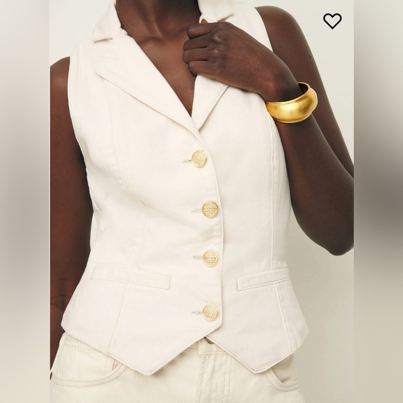 NWT Reformation Nova Denim Vest in Fior Di Latte Size 6 - Picture 3 of 8